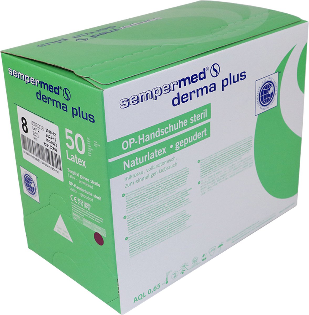 Goedkoopste Sempermed Derma latex gepoedered, steriel, mt 8.0, 50 paar