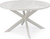 Stalux Ronde eettafel 'Daan' 135cm, kleur wit / wit marmer