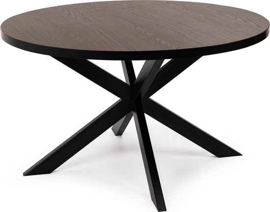 Stalux Table à manger ronde 'Daan' 135cm, couleur noir / bois marron