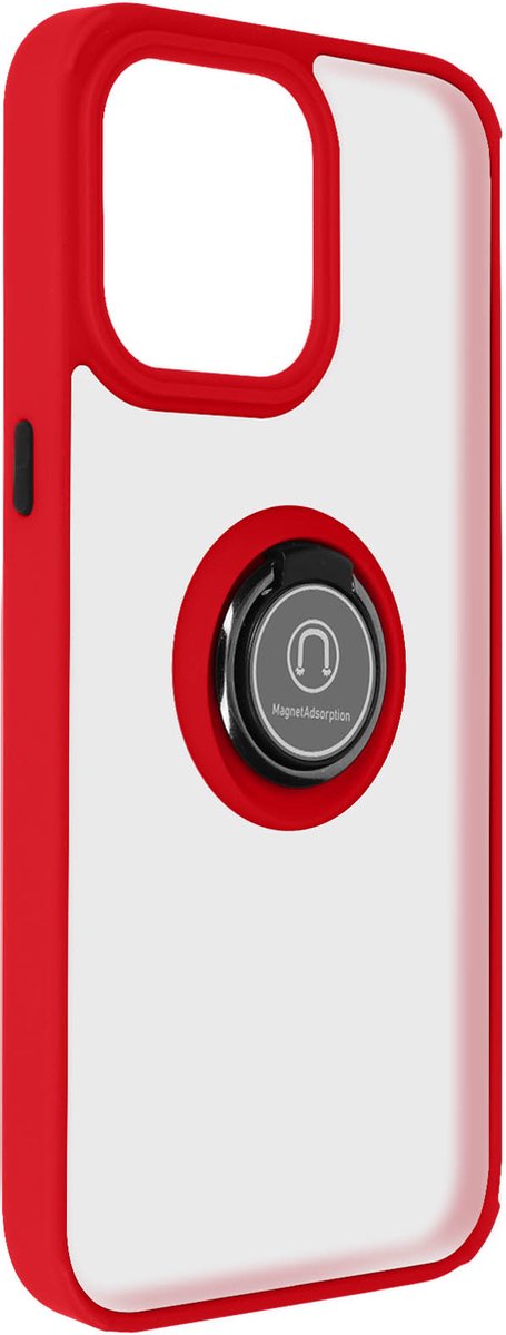 Avizar Hoes Geschikt voor iPhone 15 Pro Max Ondersteuningsring Ondersteuning, Rood