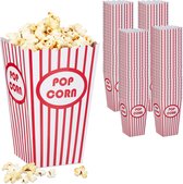 Relaxdays popcorn bakjes 100 stuks - popcorn zakjes rood wit - herbruikbare popcorn bekers