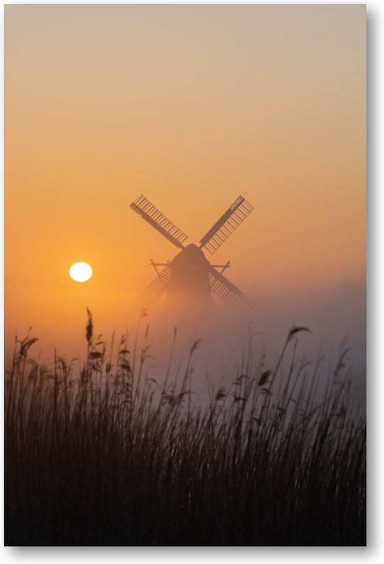 Dageraad bij de Kardinge Molen - Fotoposter 60x90