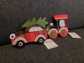 Kerstboomdecoratie - Set van 2 - Kerstboomhangers - Vilt | Kerstboomhanger Auto - Auto Kersthanger