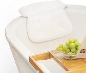 Coussin de bain plat en maille - Coussin de bain, coussin de nuque pour le bain - Oeko-Tex Standard 100 - antidérapant en blanc