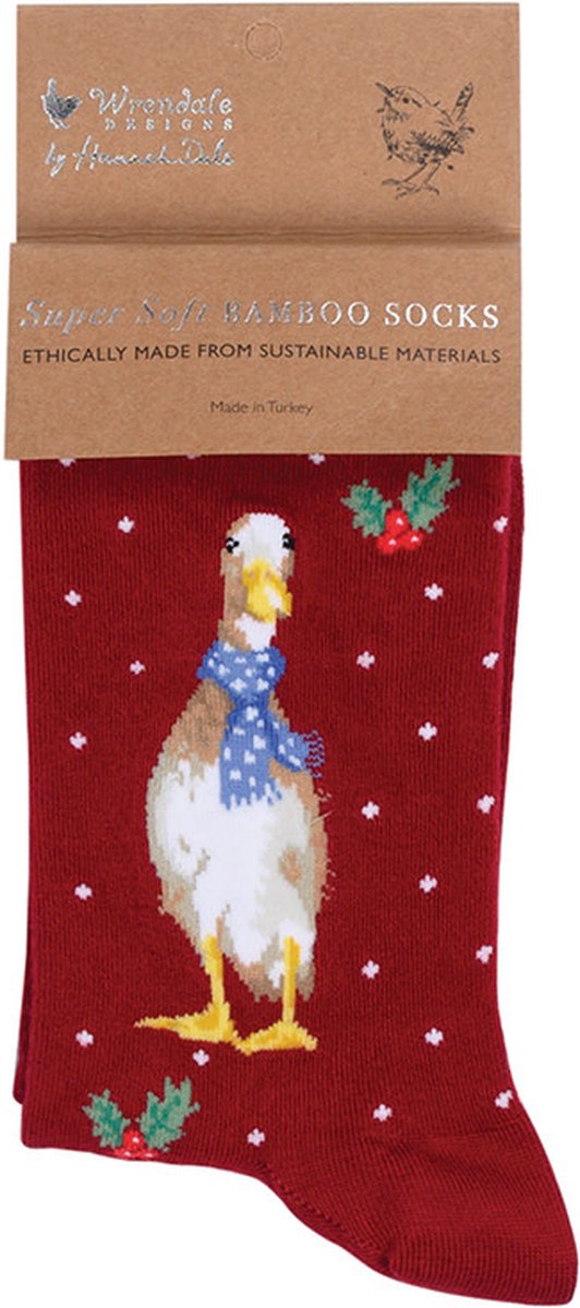 Wrendale kerstsokken - 'Christmas Scarves' duck socks