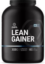 PURE Lean Gainer - aardbei - 3000gr - eiwitten - weight gainer / mass gainer