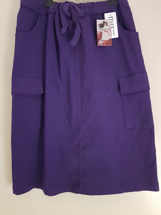 Dames cargo rok met aantrekkoord paars plus size 42/48