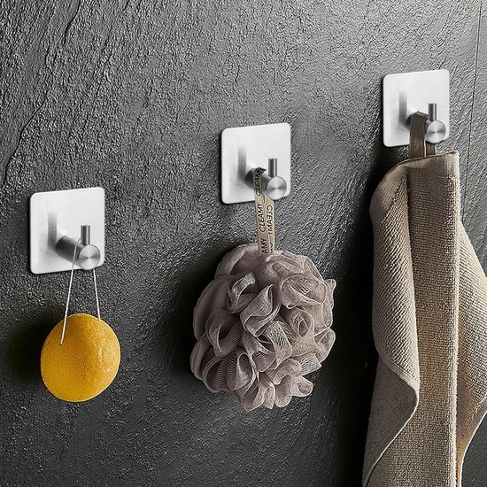 IZRA Zelfklevende Handdoekhaken 12 stuks, Roestvrij Staal Wandhaken Keukenhaken Kledinghaken Deurhaken, Ideaal Voor Badkamer Toilet Keuken Kantoor, Zwart