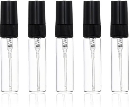 Mini Parfum Flesje | 5 stuks | Glazen navulbare verstuiver - glas - 5ml - zwart - navulbaar - parfum flesjes - spray flesje - leeg