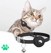 Kattenhalsband met Apple Airtag Houder - Verstevigd Model - Reflecterend - Halsband voor Kat - Verstelbaar - Kattenbandje - Katten Accessoire - Halsband - Waterbestendig - Zwart