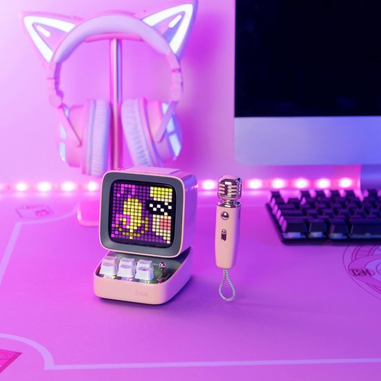 Divoom™ Ditoo Mic - Portable Speaker - Met Draadloze Microfoon- Pixelart - Roze van Divoom — afbeelding 5