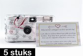 5x Wegwerpcamera Bruiloft - Met bijpassende bruiloft kaart - 5x27 foto’s - Analoge camera - Met ingebouwde flits - Bruiloft – Huwelijk
