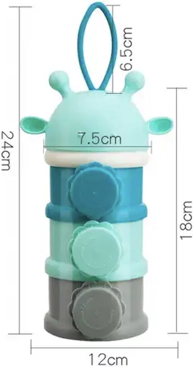 Melkpoeder toren - Giraffe - Melkpoeder bewaarbox - Onderweg - Reizen - Blauw - 3 Lagen van Little Dutch — afbeelding 2