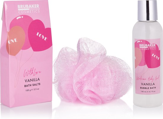 BRUBAKER Cosmetics 7-delige Babycadeauset voor meisjes- Cadeau voor babyshower - Babyverzorgingsset in Badkuip en pluche beer - Babycadeau - Roze van BRUBAKER Cosmetics — afbeelding 5