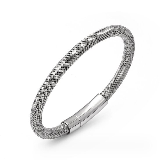 Stalen armband - draadstaal armband heren BARI 20,5cm - armband staal met geschenkverpakking