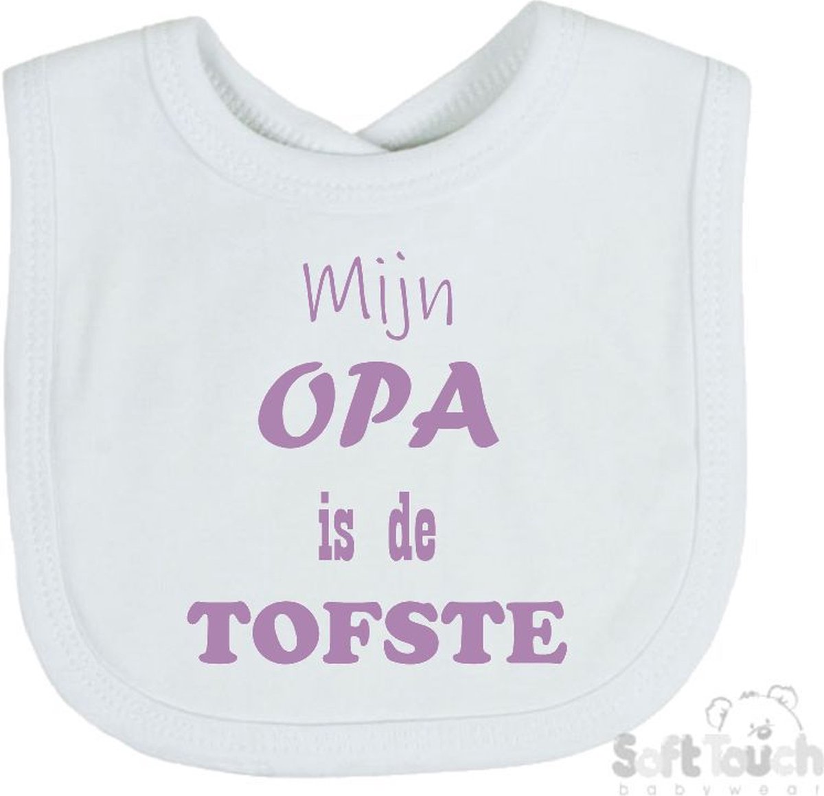 Goedkoopste Soft Touch Slabber Slabbetje Slab Mijn Opa is de TOFSTE Unisex Katoen Wit/lila Maat 33x22 Cm