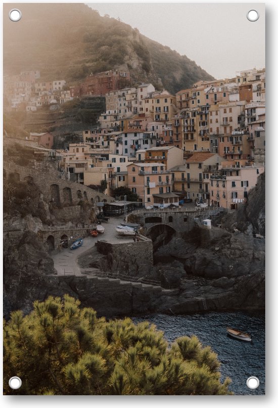 Schemerlicht over Riomaggiore Cinque Terre - Italiaanse Kustkalmte - Tuinposter