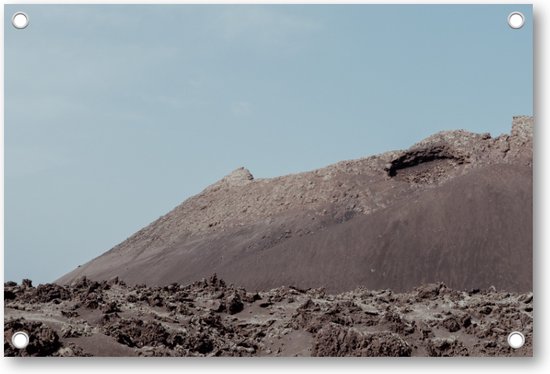 Sereen Vulkanisch Canvas - Lanzarote's Stille Pracht - Minimalistisch Vulkanisch - Tuinposter 90x60cm