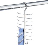 Stropdas en riemhouder - verticale opslag voor stropdassen met 17 haken - ruimtebesparende stropdassen opbergen in de kledingkast - zilverkleurig