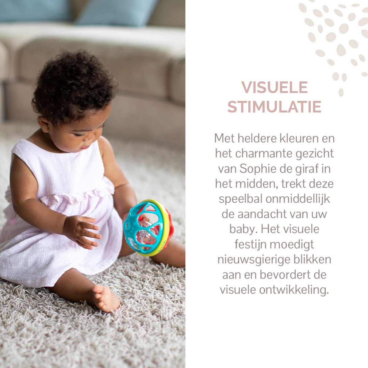 Sophie de giraf Rammel Speelbal - Speelgoedbal - Babyspeelgoed - Vanaf 3 maanden - Ø11 cm - Rood/Groen/Blauw — afbeelding 3