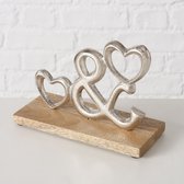 Hart - Liefde - Zilver - Aluminium - op voet - 16x11x7cm - Mango