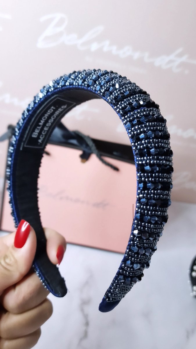 BELMONDT© Crystal Glitter Haarband - Glitter - Crystal - Blauw- Kerst -Bridal