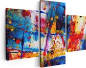 Artaza Canvas Schilderij Drieluik Abstracte Kunst - Kleurvolle Hand Gemaakte Acryl - 180x120 - Groot - Foto Op Canvas - Canvas Print