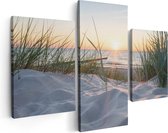 Artaza Canvas Schilderij Drieluik Duinen met Strand en Zee - 90x60 - Foto Op Canvas - Canvas Print