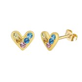 Oorstekers - hartjes oorbellen - Zirkonia - goudkleurig - oorknopjes - cadeau voor vrouw - Liefs Jade