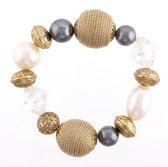 Behave Dames armband elastisch - bruin beige grijs