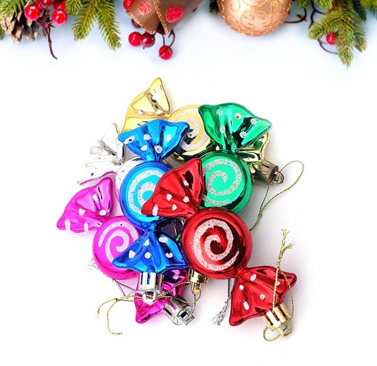 Kerstballen Snoepjes Multicolor decoratie voor in de kerstboom