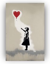 Meisje met ballon 60x90 cm - Banksy schilderij canvas - Kunst - Schilderij vrouw - Schilderij kinderkamer - Banksy schilderijen - Decoratie muur binnen en buiten