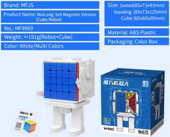 Cube de vitesse magnétique MoYu MeiLong 5x5 + boîte d'affichage de robot - Doublewsgifts.nl