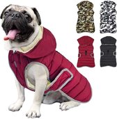 Etechydra Manteau pour chien réfléchissant avec capuche amovible, imperméable, hiver, polaire, veste chaude, pour petits, moyens et grands chiens, rouge, M