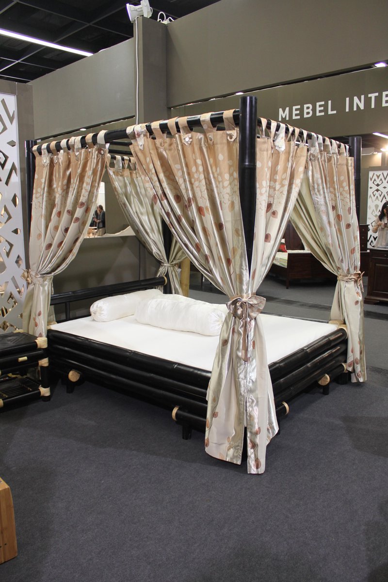 Donkere bamboe Queen Size bamboebed 2-persoonsbed binnen/matrasmaat 160x200 Compleet met m