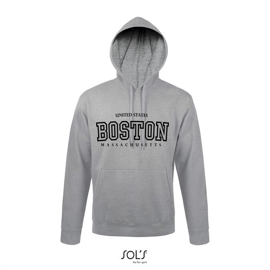 Hoodie 3-200 Boston Massachusetts - Lgrijs, M