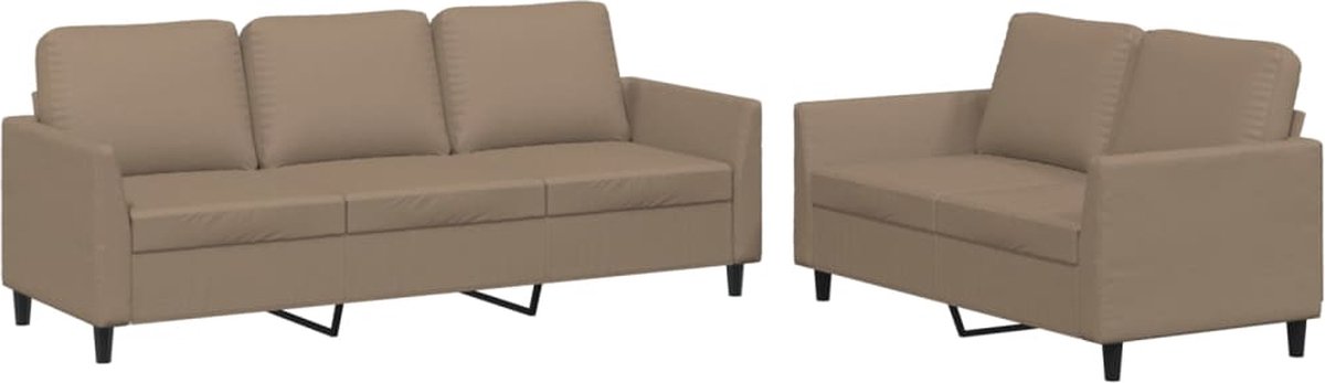vidaXL - 2-delige - Loungeset - met - kussens - kunstleer - cappuccino
