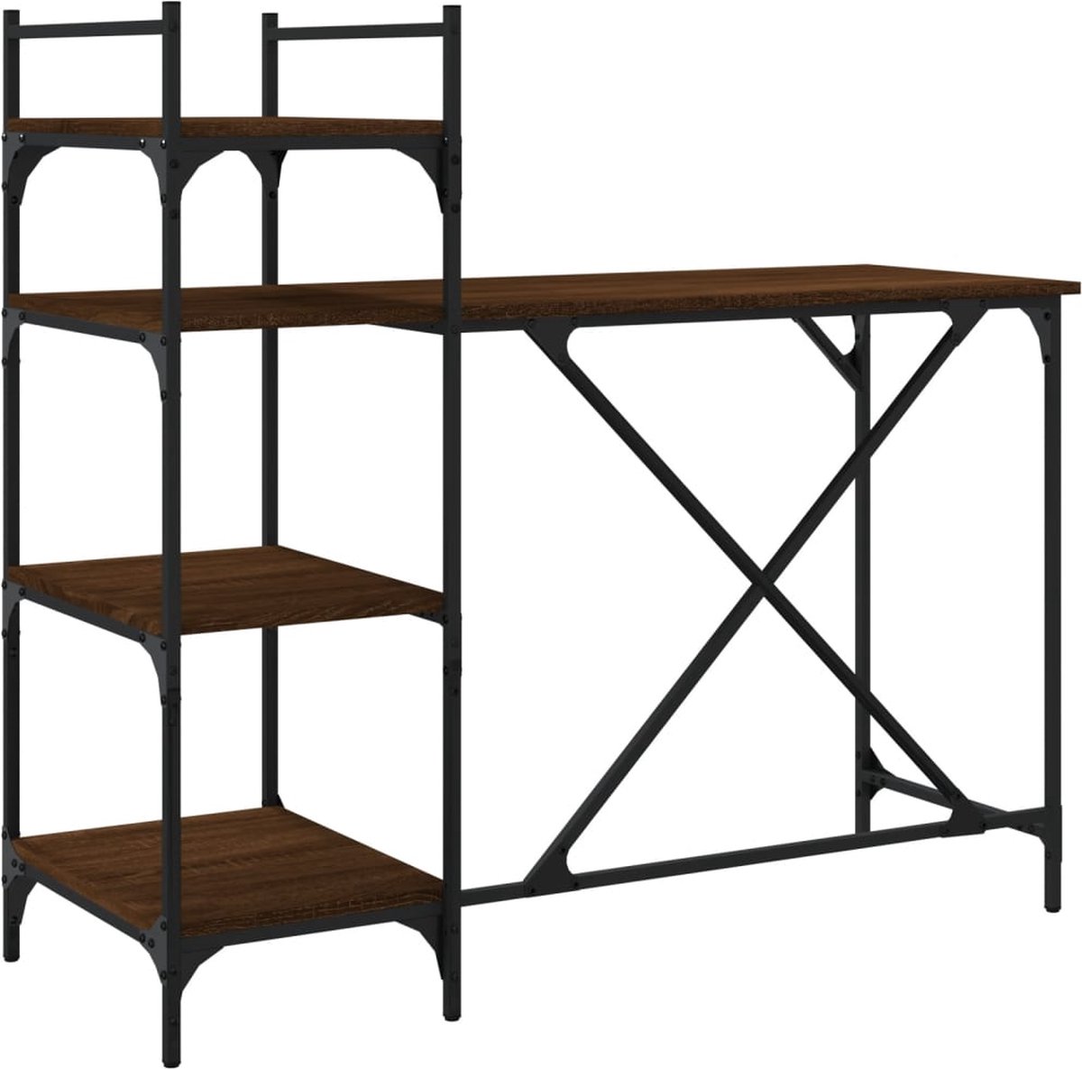 vidaXL - Computerbureau - met - schappen - 120x47x109 - cm - bruin - eikenkleur