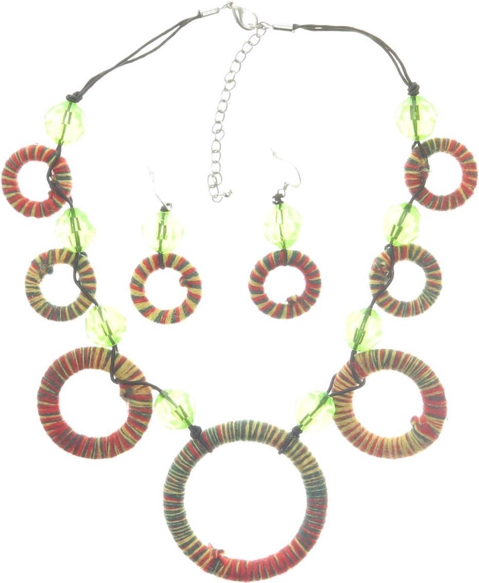 Behave - Set ketting oorbellen - Cirkelvormen - speelse look - 40 cm