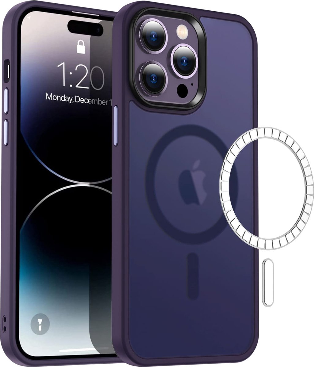 Casify Classic Hybrid geschikt voor iPhone 15 Pro Max Hoesje met MagSafe - Mat Donkerpaars