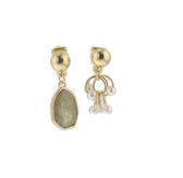 Behave Clip oorbellen - oorclips - clips - asymmetrisch - goud kleur - parels - steen - 2.5 cm