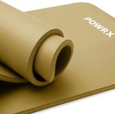 POWRX Gymnastiekmat I Yogamat (bruin, 190 x 80 x 1,5 cm) incl. draagriem + tas + GRATIS oefenposter I Huidvriendelijke sportmat Fitnessmat antislip Ftalaatvrij