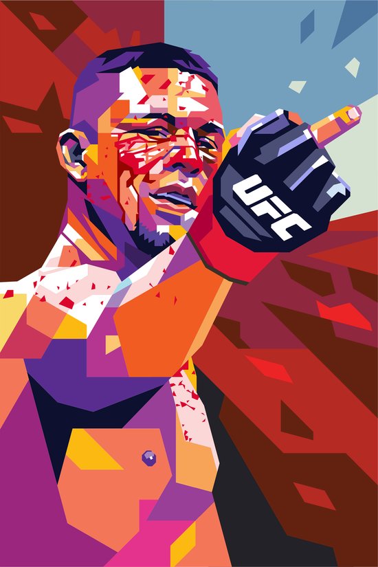 Nate Diaz Poster | UFC | MMA Poster | 61x91cm | Wanddecoratie | Muurposter | Pop Kunst | Sport Poster | Geschikt om in te lijsten