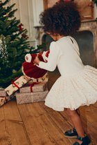 Konges Sløjd Kerstjurk met muts voor babypoppen - poppenkleding - Jolly Red