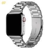 Geschikt voor Apple Watch bandje - RVS Schakelband - Zilver - 38/40/41mm - Voor iWatch 1,2,3,4,5,6,7,8,9,SE