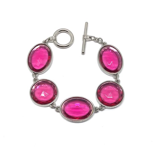 Bracelet Behave avec pierres roses - 16,5 cm