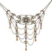 Behave Collier ras du Choker femme - Collier ras du cou multicouche baroque victorien vintage antique couleur or avec pierres 30 cm