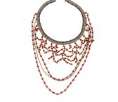 Behave Dames multi layer choker rood 30 cm