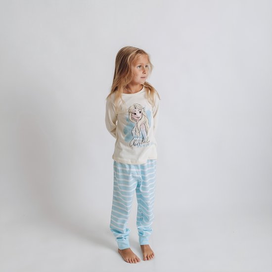 Pyjama Frozen Elsa - Taille 128 - Crème/ Blauw - Katoen