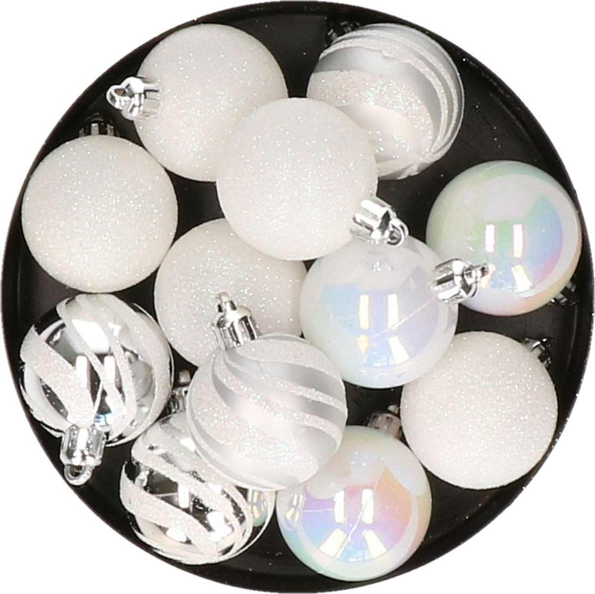 Atmosphera kerstballen 36x - wit parelmoer/zilver -4 cm -kunststof